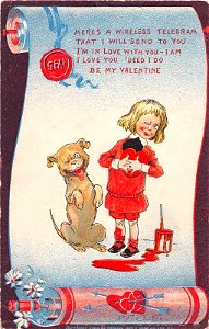 Buster Brown Valentine's Day postcard. Free illustration for personal and commercial use.