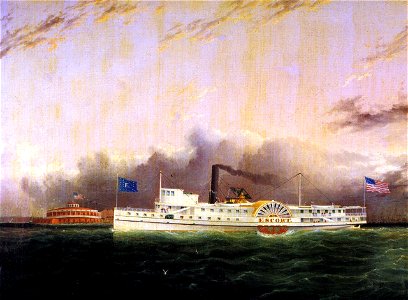 James E. Buttersworth - The Steamboat Escort off the Battery (1863)