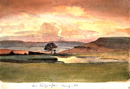 Butzensee bei Bodelshausen 1880 - Aquarell von General Eduard von Kallee