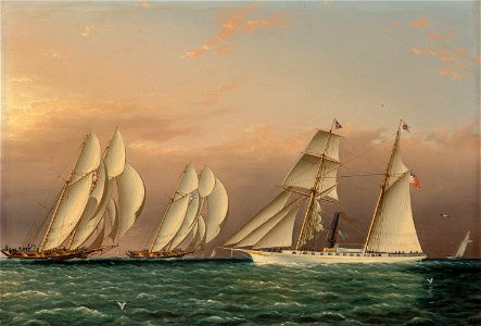 The Sail-Steam Yacht Emily of the New York Yacht Club… by James Edward Buttersworth. Free illustration for personal and commercial use.