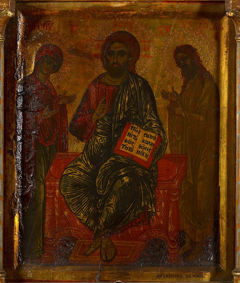 Byzantine School - Christ Pantocrator with the Virgin and St John the Baptist ('The Deisis') - RCIN 403476 - Royal Collection