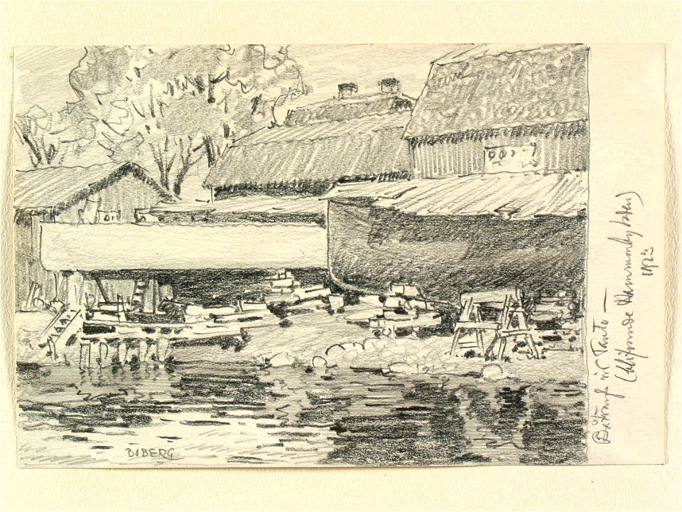 Båtvarf vid Tanto blifvande Hammarbyleden - Nordiska museet - NMA.0090938