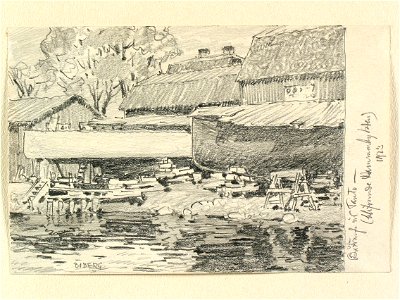 Båtvarf vid Tanto blifvande Hammarbyleden - Nordiska museet - NMA.0090938