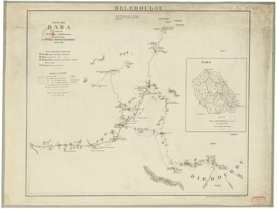 Bélédougou. Pays de Daba occupé par la Colonne expéditionnaire Commandée par le Lt. Colonel Borgnis-Desbordes, Janvier 1883