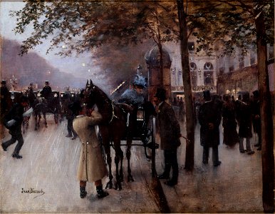 Béraud - Le boulevard des Capucines, le soir, devant le Café Napolitain, Vers 1880