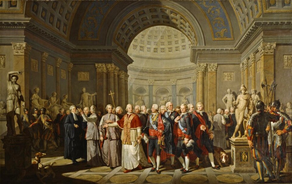 Bénigne Gagneraux - The Pope Pious VI Showing King Gustavus III the Vatican Galleries - NM 829 - Nationalmuseum