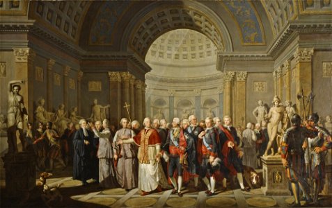 Bénigne Gagneraux - The Pope Pious VI Showing King Gustavus III the Vatican Galleries - NM 829 - Nationalmuseum