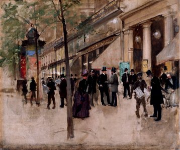 Béraud - Le boulevard Montmartre, devant le théâtre des Variétés, l'après-midi, Vers 1885