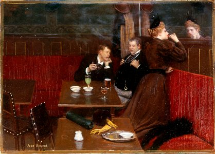 Béraud - Trois personnages dans un café, Vers 1890