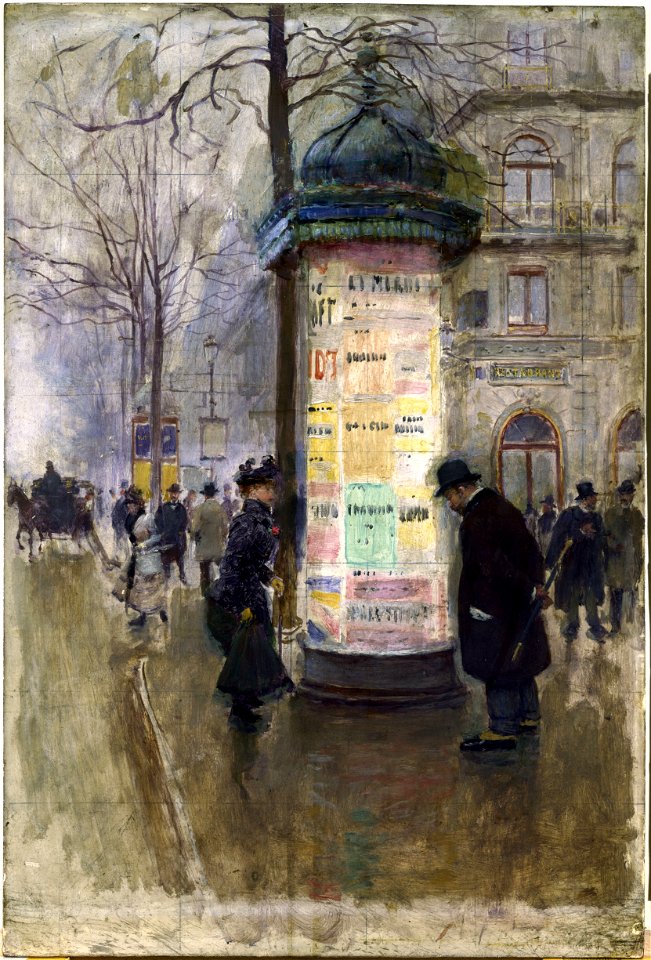 Béraud - La colonne Morris, Vers 1885