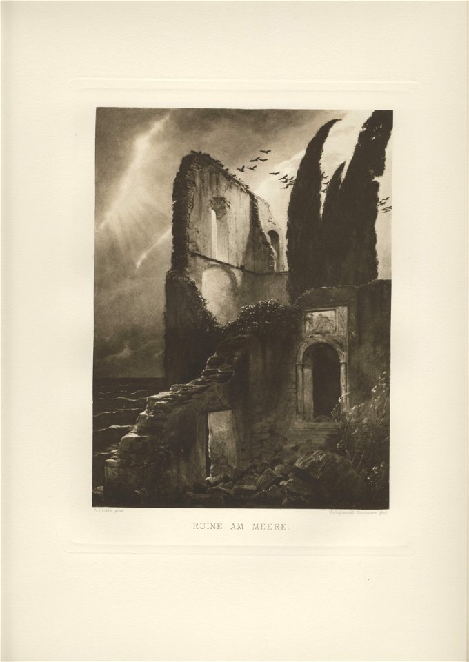 Böcklin-Mappe 1901 Ruine am Meere