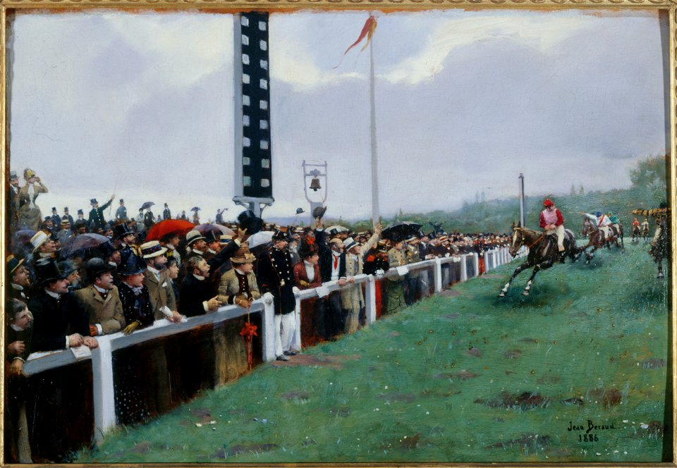 Béraud - Courses à Longchamp ; l'arrivée au poteau, 1886