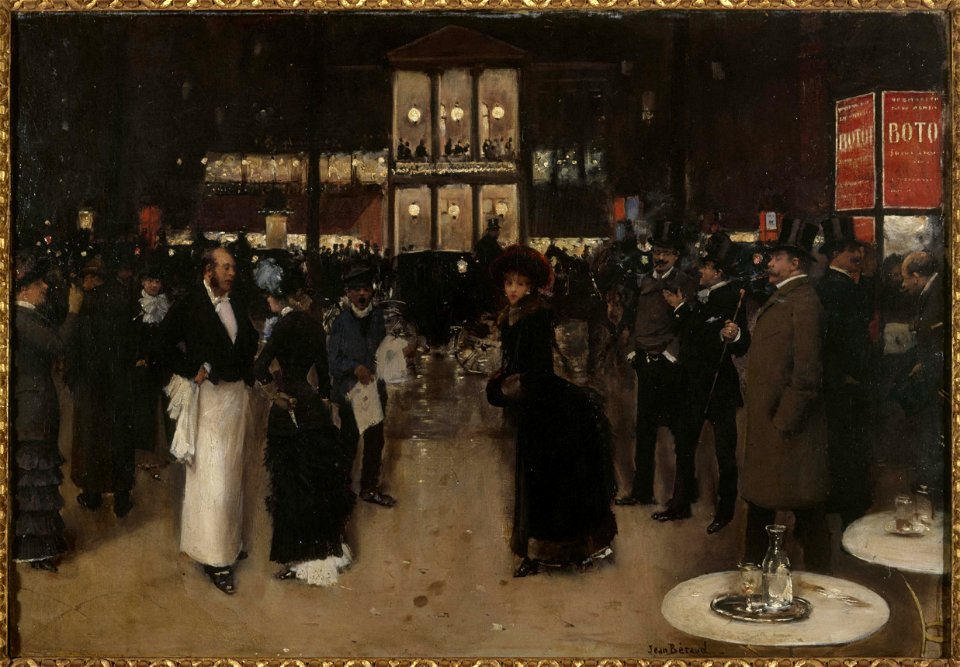 Béraud - Le boulevard Montmartre, la nuit, devant le théâtre des Variétés, Vers 1885