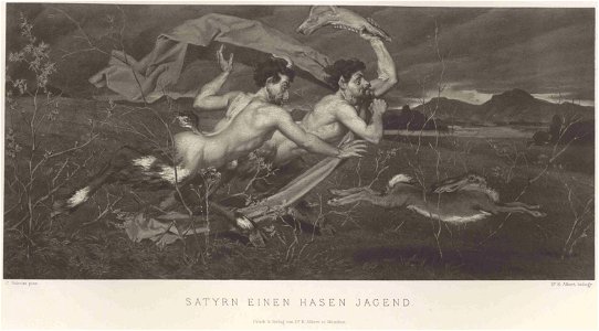 Böheim Satyrn einen Hasen jagend