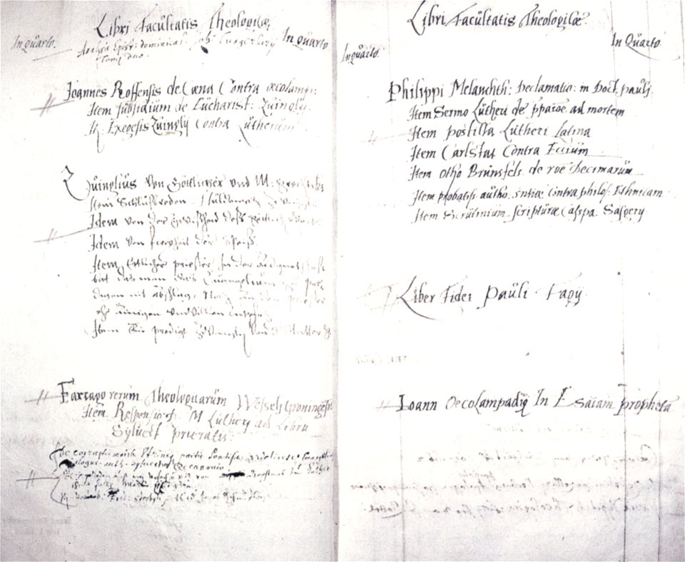 Bücherkatalog Prädikantenbibliothek Isny 1596