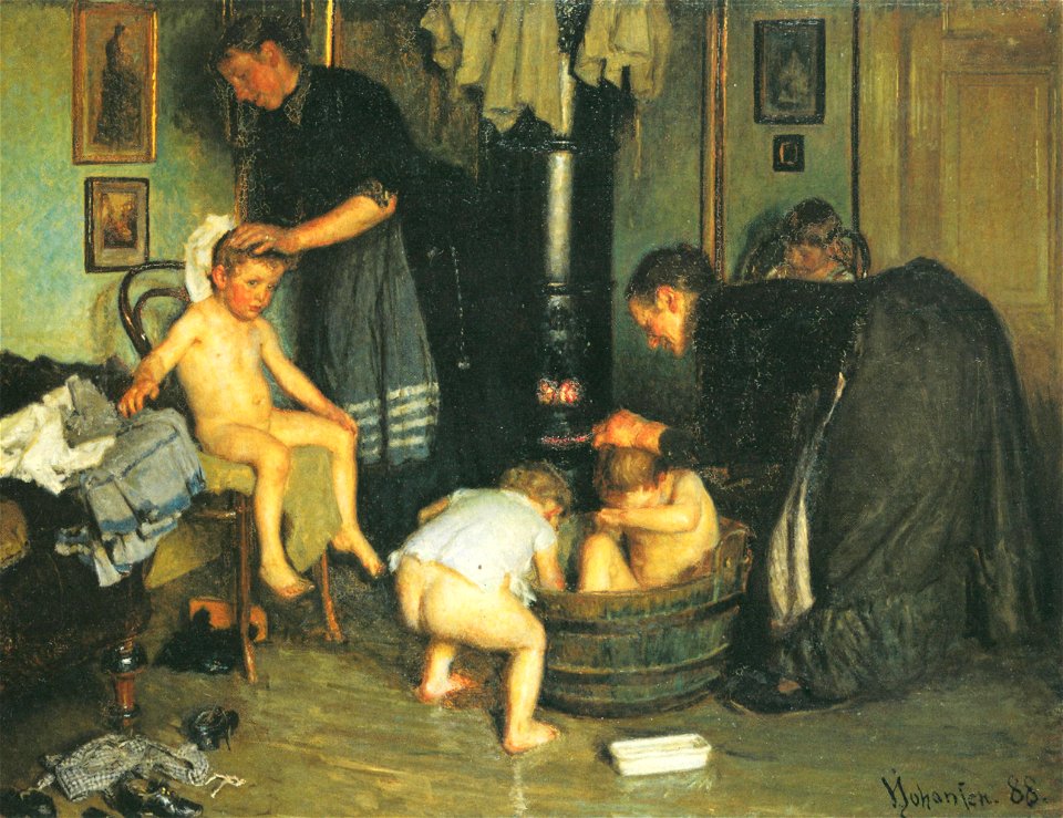 Børnene vaskes