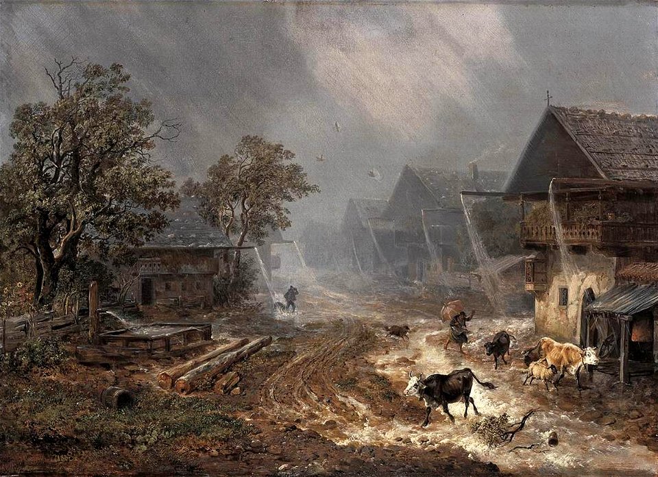 Johann Heinrich Bürkel - Rain Shower in Partenkirchen - WGA03730
