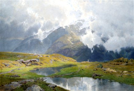C J E Ludwig Wolkenverhangene Hochgebirgslandschaft