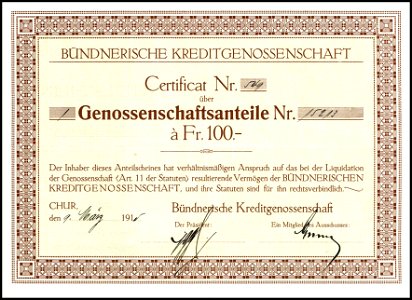 Bündnerische Kreditgenossenschaft 1915