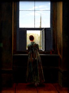 C. D. Friedrich - Woman at a window. Free illustration for personal and commercial use.