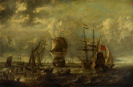 C. W. - Dutch Men-of-War and Fishing Boats in Harbour - BHC0817 - Royal Museums Greenwich