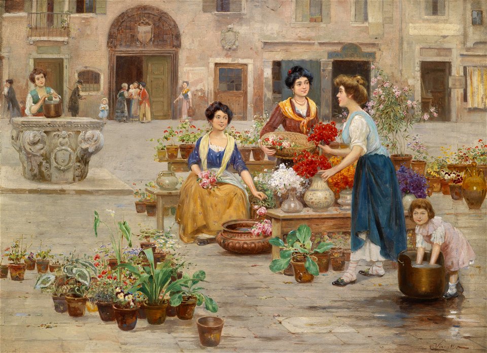 C Vianello Blumenmarkt c1900