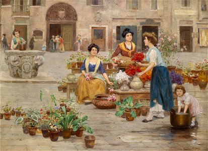 C Vianello Blumenmarkt c1900