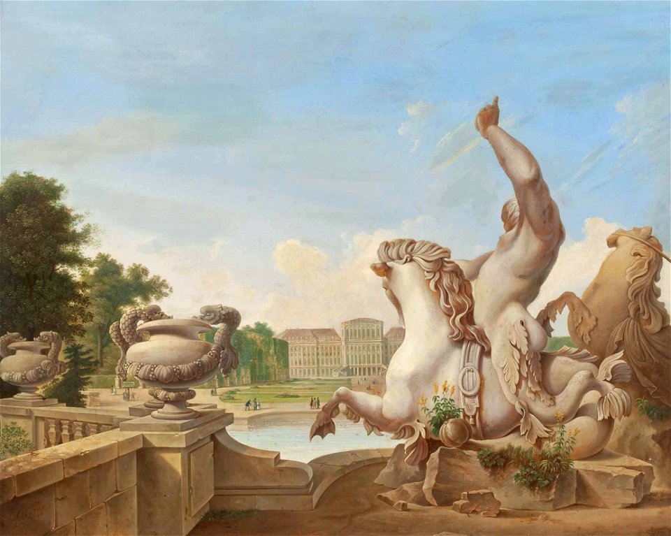 C Aigner Blick vom Neptunbrunnen auf Schloß Schönbrunn1840