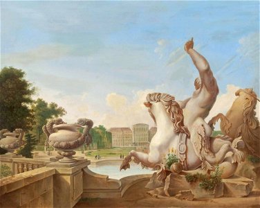 C Aigner Blick vom Neptunbrunnen auf Schloß Schönbrunn1840