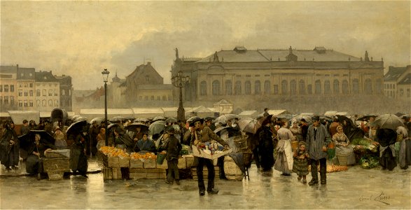Emile Claus - De markt voor de schouwburg in Antwerpen