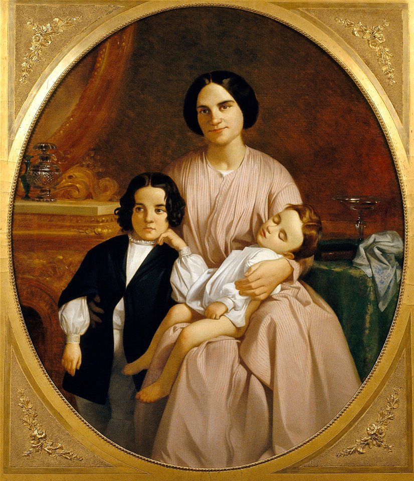 Claudi Lorenzale - Portrait of the Painter's Wife and Children - Google Art Project