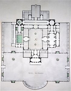 Clerisseau, Plan of Antique House of Catherine the Great, 1773, Hermitage. Free illustration for personal and commercial use.