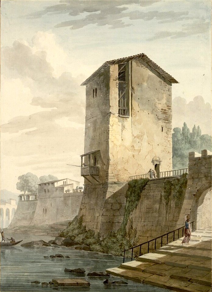 Clerisseau--building on the banks of the Tiber--albertina--vienna (cropped)