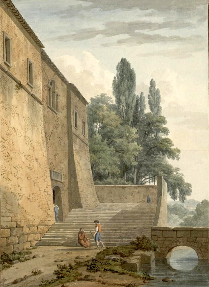 Clerisseau--Staircase of Castel Gandolfo near Rome--watercolor--albertina--vienna