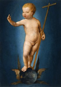 Joos van Cleve - The Infant Christ on the Orb of the World (Museo Thyssen-Bornemisza). Free illustration for personal and commercial use.