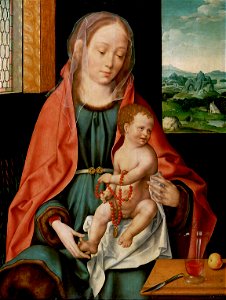 Joos van Cleve - Virgin and Child (Kunsthistorisches Museum). Free illustration for personal and commercial use.