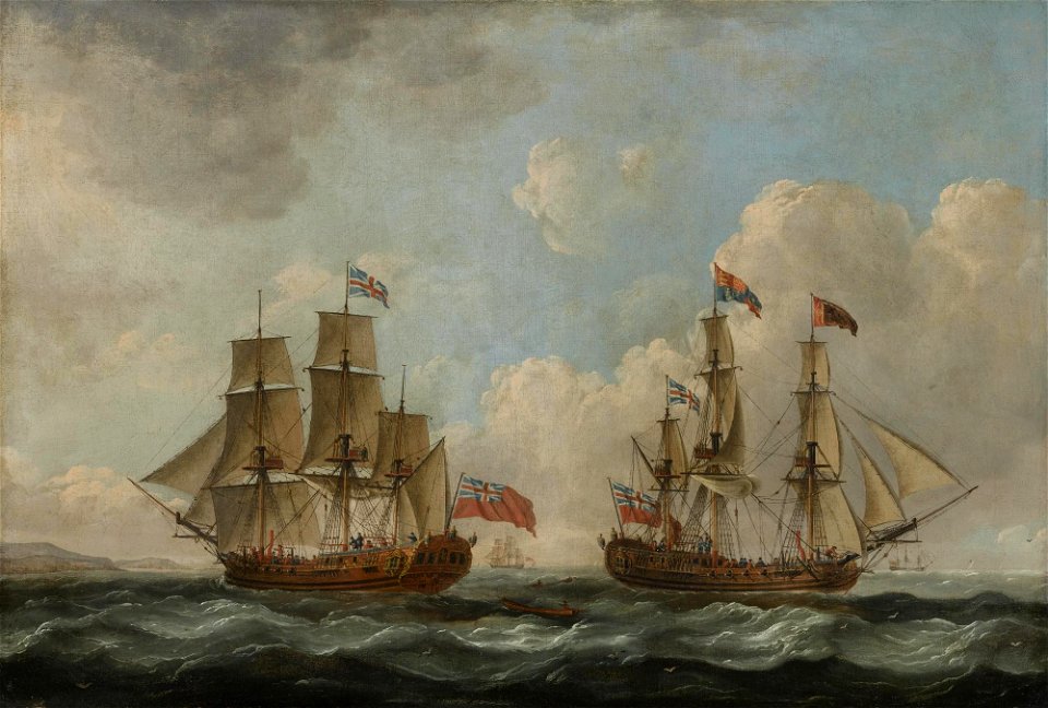 John Cleveley the Elder - The 'Peregrine' in two positions off the coast
