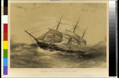 Clipper Ship 'Blackwall', 1000 Tons, in a squall off New Zealand on her homeward passage Decr 16th 1857, To Captain J. McKerke and the Officers of the ship - RMG PY9334