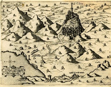 Clissa, principal fortezza del Turcho nella Dalmatia - Camocio Giovanni Francesco - 1574