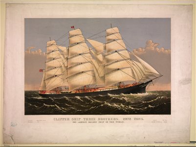 Clipper ship Three Brothers, 2972 tons- The largest sailing ship in the world LCCN90716156