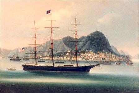 Clipper Starr King at Hong Kong, circa 1857. Free illustration for personal and commercial use.