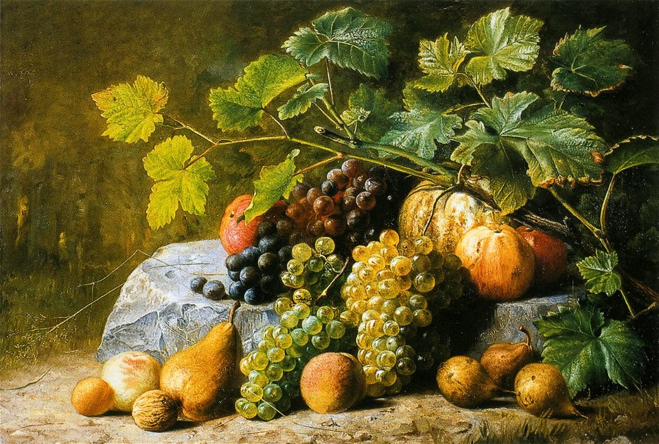 Clotildis van Lamsweerde - Vruchtenstilleven met druiven en peren (1871)