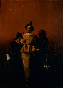 Clown et deux femmes travesties - anonyme - musée d'art et d'histoire de Saint-Brieuc, DOC 37b