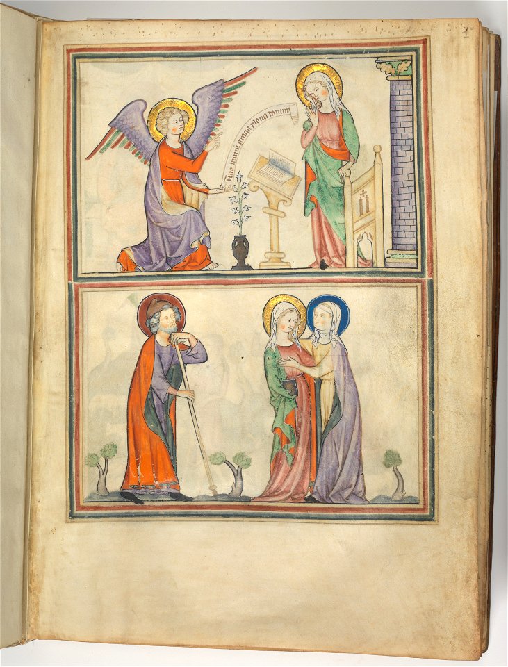 Cloisters Apocalypse - Met 68.174 f1r (Annunciation & Visitation)