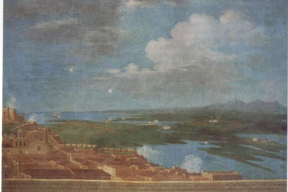 Clouds over a coastal Puerto Rican town, by José Campeche