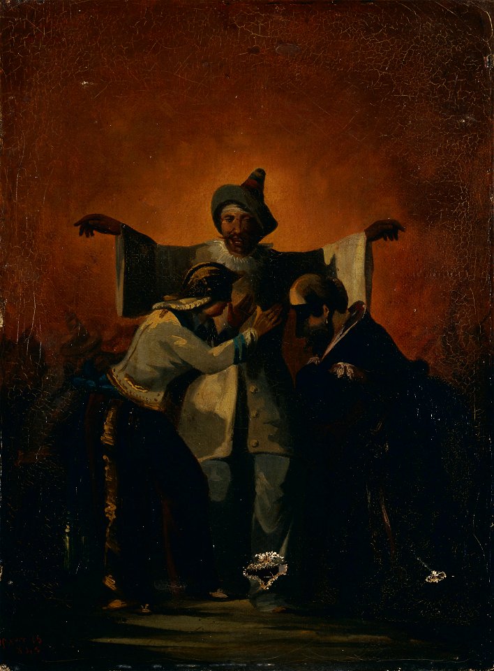Clown et femmes travesties - anonyme - musée d'art et d'histoire de Saint-Brieuc, DOC 38b
