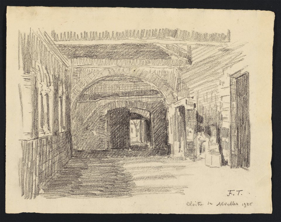 Cloître de Nivelles (vue intérieure) 1926 drawing by Jean-François Taelemans, R-2009-26357, Prints Department, Royal Library of Belgium