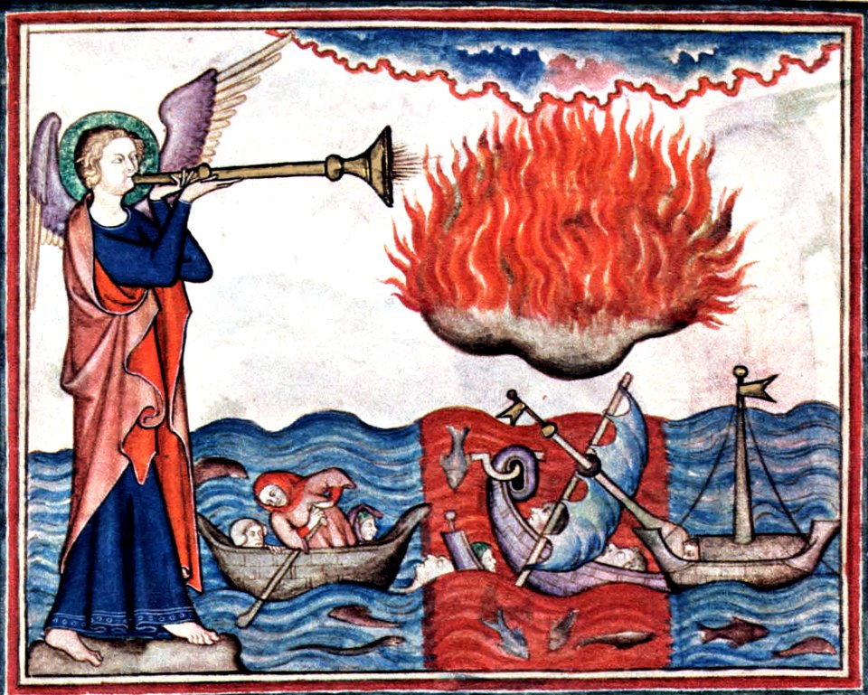 Cloisters Apocalypse - 2nd Trumpet - fire on the sea