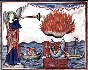 Cloisters Apocalypse - 2nd Trumpet - fire on the sea