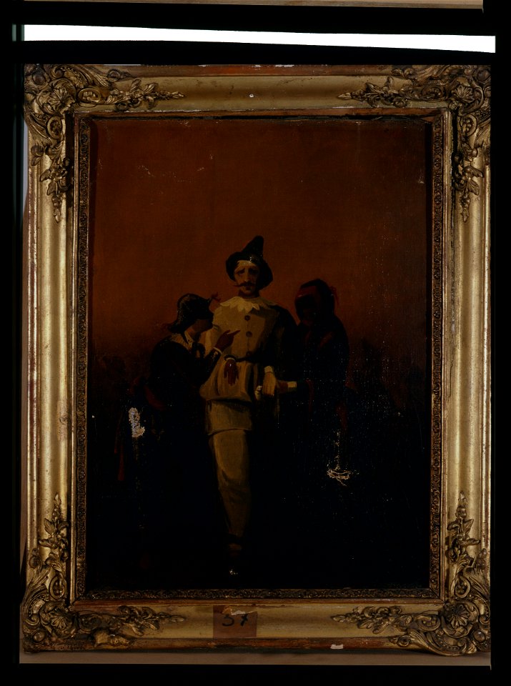 Clown et deux femmes travesties - anonyme - musée d'art et d'histoire de Saint-Brieuc, DOC 37